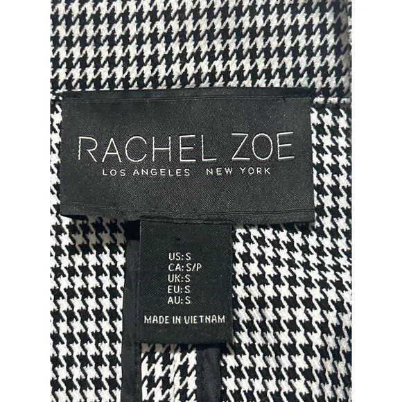 Rachel Zoe Houndstooth Black & White Womens Open Front Blazer Jacket Size S - Picture 4 of 7